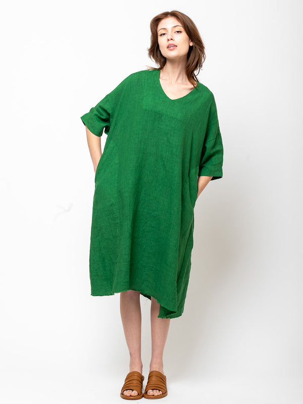Linen Short Sleeve Dress - Abete