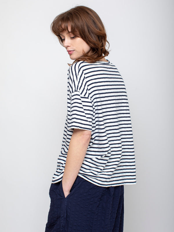 Stripe Tee Shirt - White and Navy