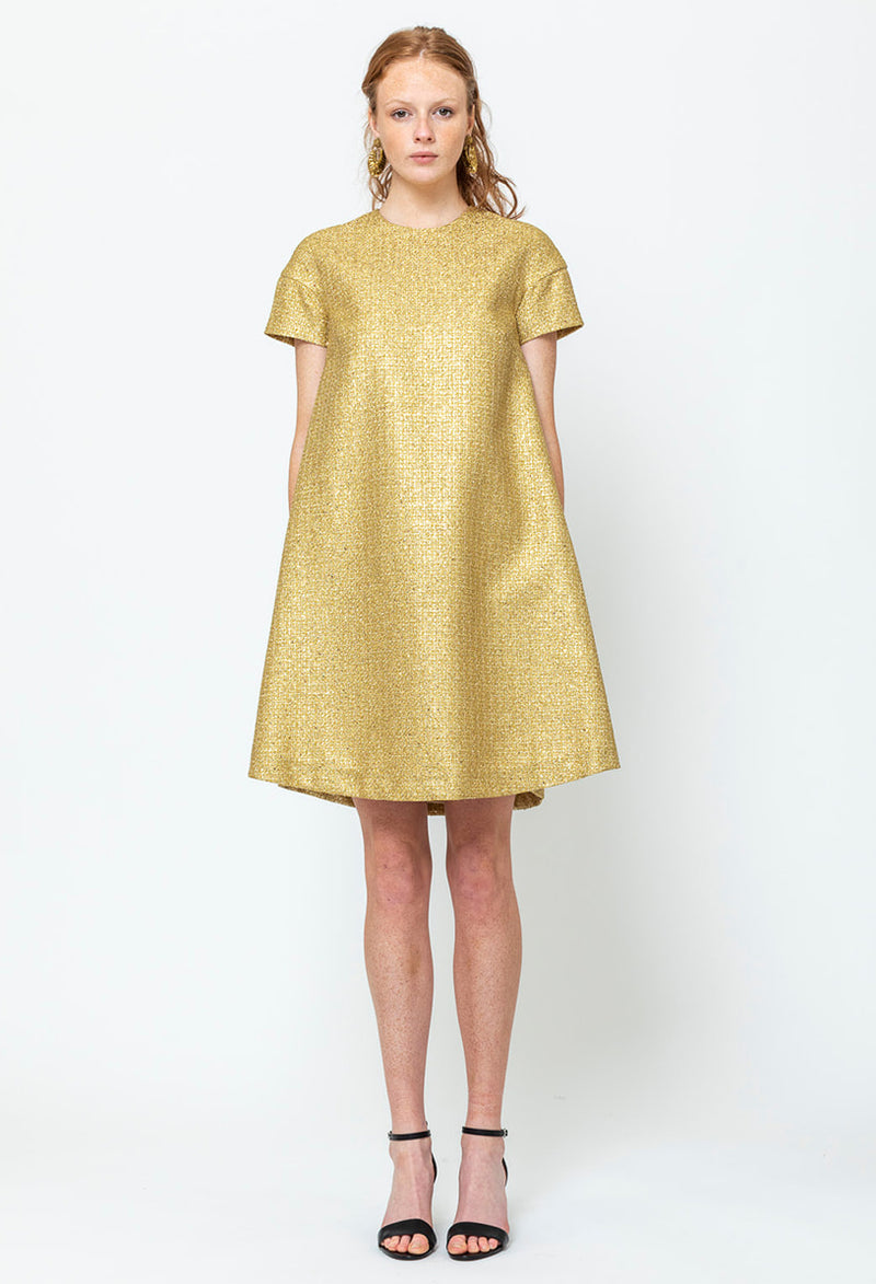 Odeeh - Gold Brocade Kleid Dress - Verdalina
