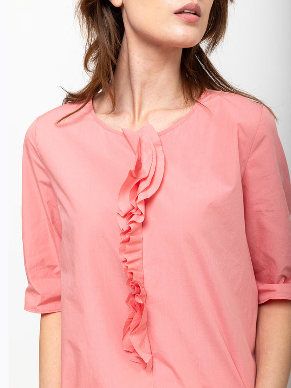 Apuntob - Ruffle Shirt - Pink - Verdalina