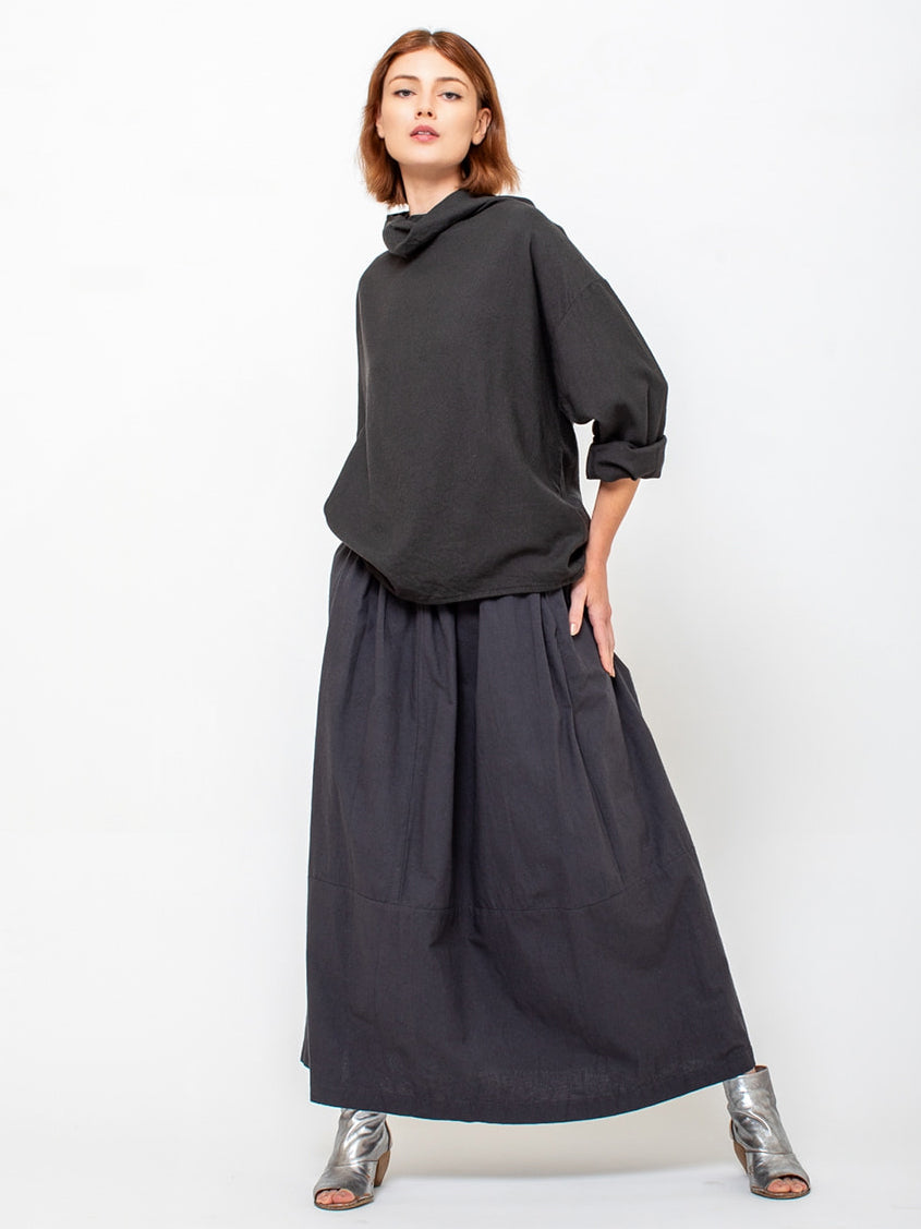 Elsa Esturgie | Ovale Cotton Skirt - Carbon | Verdalina