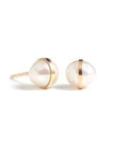 Melissa Joy Manning - 14k Gold Bezel Wrapped Pearl Earrings - Verdalina