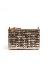CLARE V. - Wallet Clutch with Tabs - Metallic Croco Silver - Verdalina