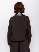 Jacket with Embossed Leather Collar - Espresso