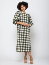 AVN - Oblo Dress - Military Green Check - Verdalina