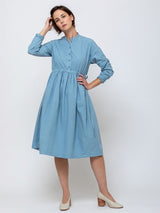 Aequamente - Tempio Cotton Dress - Fog - Verdalina