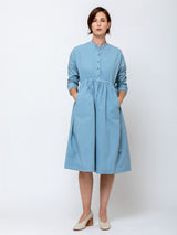 Aequamente - Tempio Cotton Dress - Fog - Verdalina