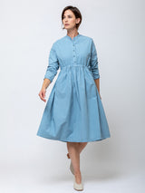 Aequamente - Tempio Cotton Dress - Fog - Verdalina