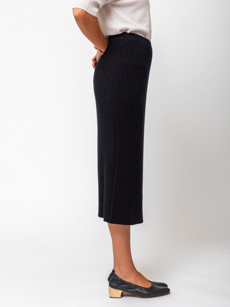 Allude - Ribbed Cashmere Skirt - Black - Verdalina