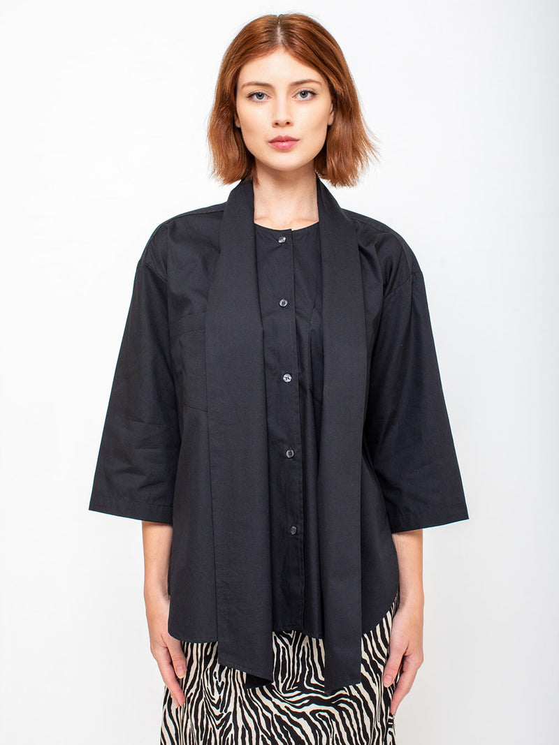 Aquarius Cocktail - Dear Polly Bow Blouse - Black - Verdalina