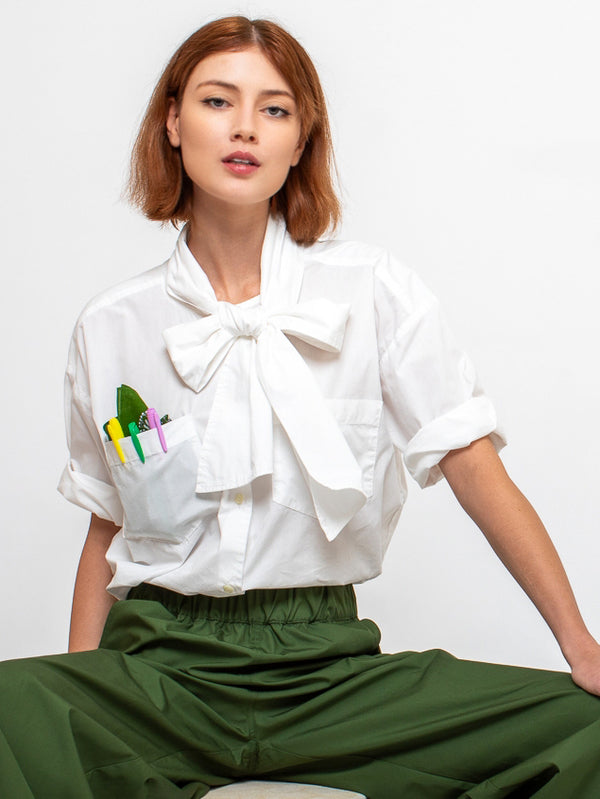 Aquarius Cocktail - Dear Polly Bow Blouse - White - Verdalina