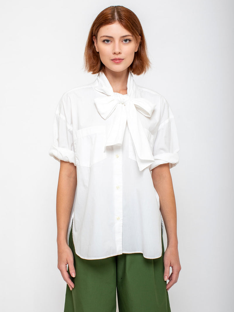 Aquarius Cocktail - Dear Polly Bow Blouse - White - Verdalina