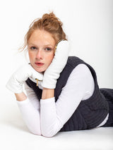 Aristide - Leather and Shearling Mittens with Zipper Top - Verdalina
