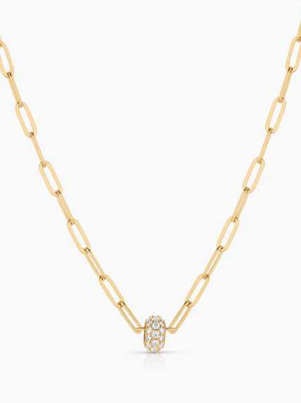 THATCH - Astra Pavé Paperclip Necklace - Verdalina