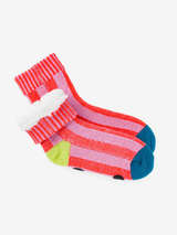 Big Stripe House Socks - Poppy/Lilac