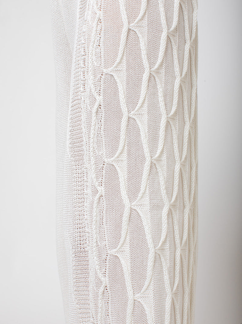 Black Crane - Cable Knit Pants - Ivory - Verdalina