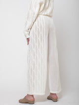 Black Crane - Cable Knit Pants - Ivory - Verdalina