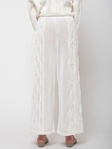 Black Crane - Cable Knit Pants - Ivory - Verdalina