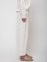 Black Crane - Cable Knit Pants - Ivory - Verdalina