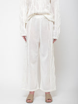 Black Crane - Cable Knit Pants - Ivory - Verdalina
