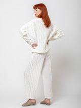 Black Crane - Cable Knit Pants - Ivory - Verdalina