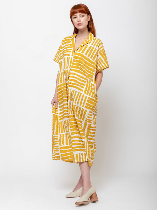 Black Crane - Narrow Kite Dress - Gold - Verdalina