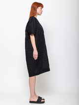Black Crane - Ripple Finish V-Neck Dress - Verdalina