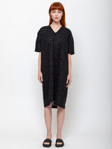 Black Crane - Ripple Finish V-Neck Dress - Verdalina
