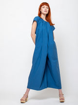 Black Crane - Shirred Jumpsuit - Blue - Verdalina