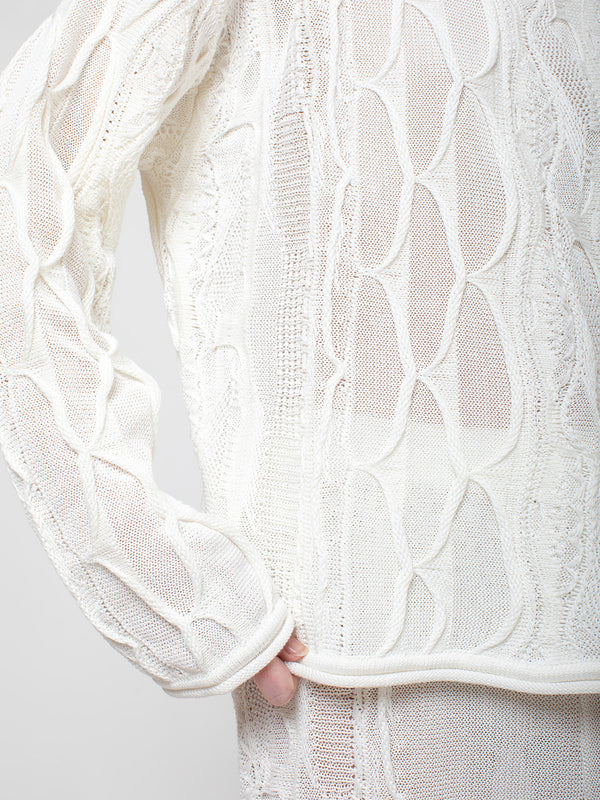 Black Crane - Cable Knit Top - Ivory - Verdalina