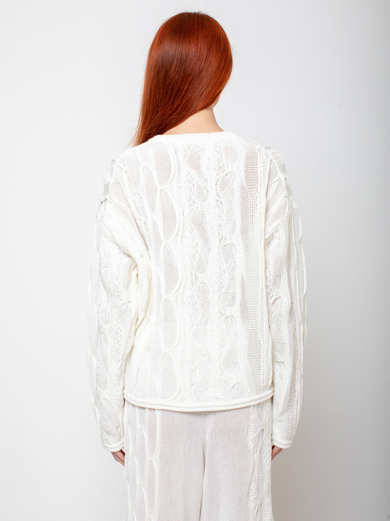 Black Crane - Cable Knit Top - Ivory - Verdalina