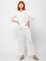 Black Crane - Cable Knit Top - Ivory - Verdalina