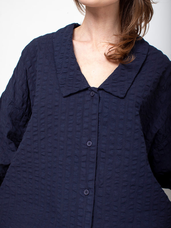 Black Crane - Chelsea Collar Shirt - Navy - Verdalina