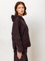 Taffeta Pullover with Hood - Dark Bordeaux