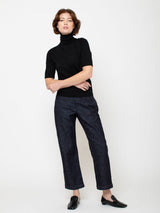 Boxy Short Sleeve Turtleneck Sweater - Noir