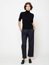 Boxy Short Sleeve Turtleneck Sweater - Noir