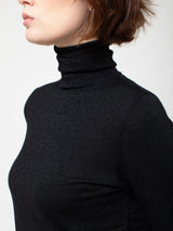 Boxy Short Sleeve Turtleneck Sweater - Noir