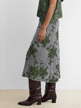 Broccada Skirt - dove/green