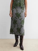Broccada Skirt - dove/green