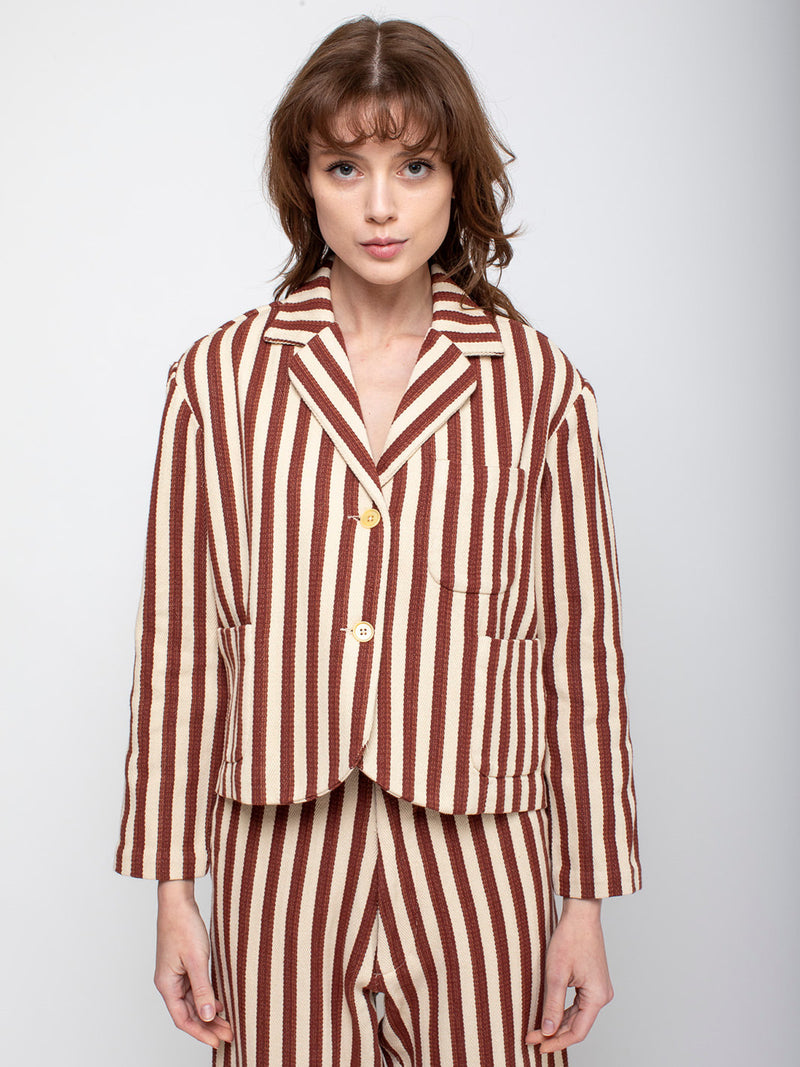 CARON CALLAHAN - Bernay Jacket - Auburn Stripe - Verdalina