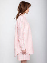 CARON CALLAHAN - Francine Shirt - Pink Linen Stripe - Verdalina