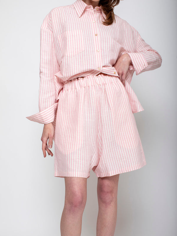 CARON CALLAHAN - Olivia Shorts - Pink Linen Stripe - Verdalina