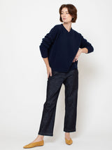 Cashmere V-Neck Pullover - Navy