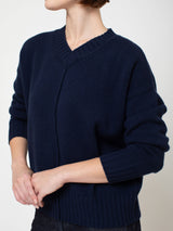 Cashmere V-Neck Pullover - Navy