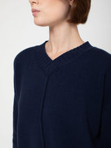 Cashmere V-Neck Pullover - Navy