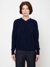 Cashmere V-Neck Pullover - Navy
