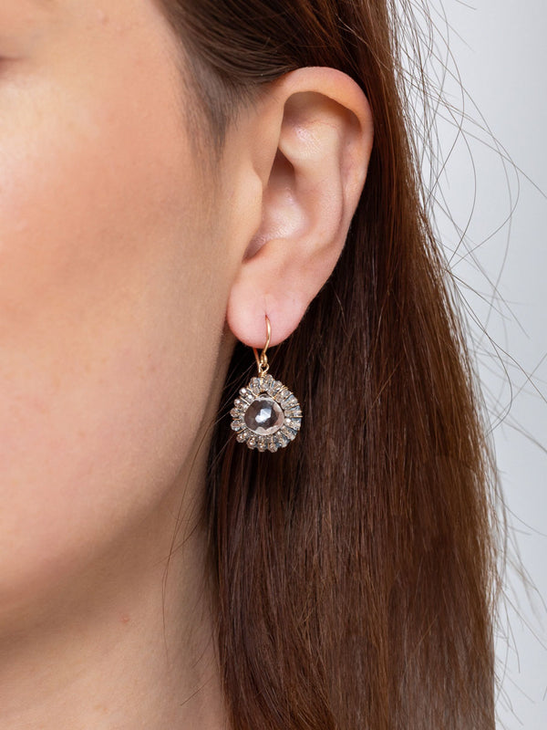 Clear Quartz Round Drop Earrings