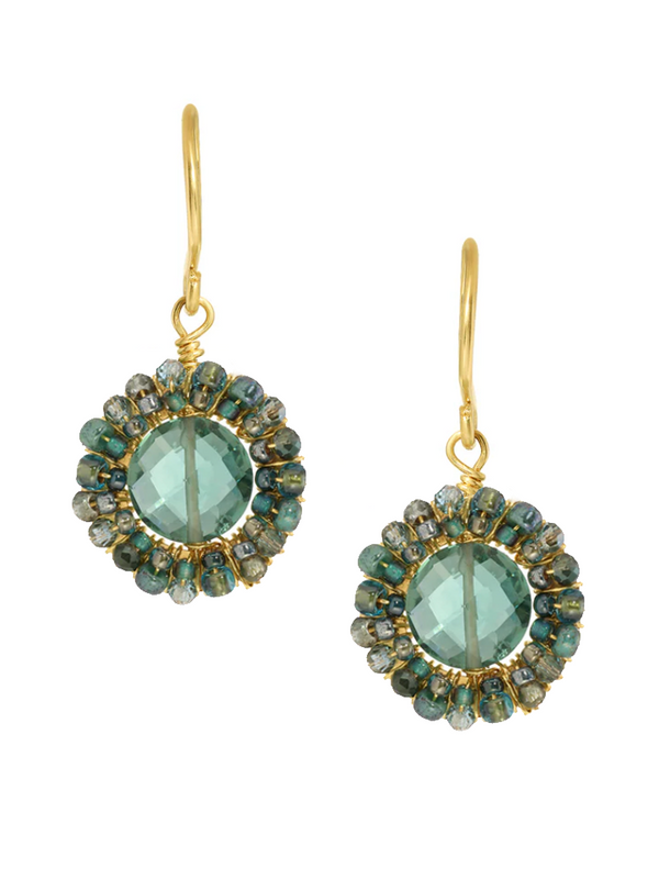 Green Quartz Round Drop Earrings