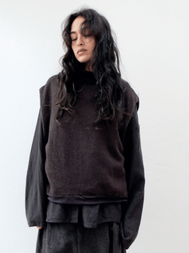 Elsa Esturgie - Octobre Sleeveless Turtleneck Sweater - Brown - Verdalina