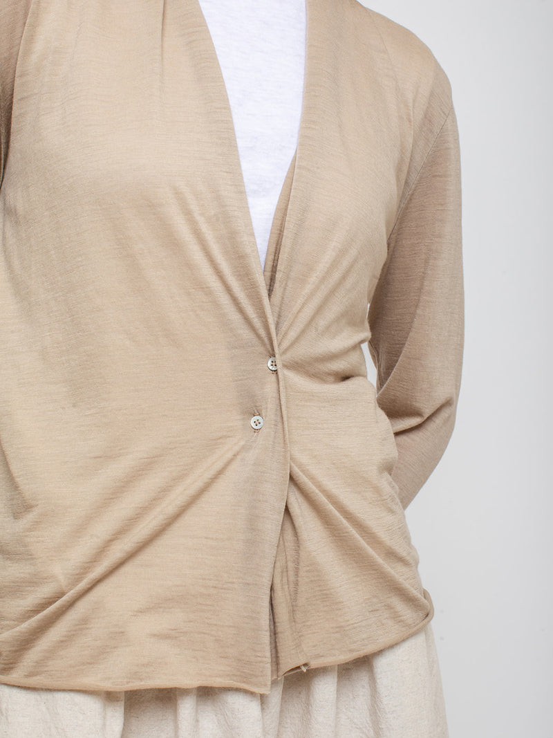 Elsa Esturgie - Osier Lightweight Wool Cardigan - Beige - Verdalina